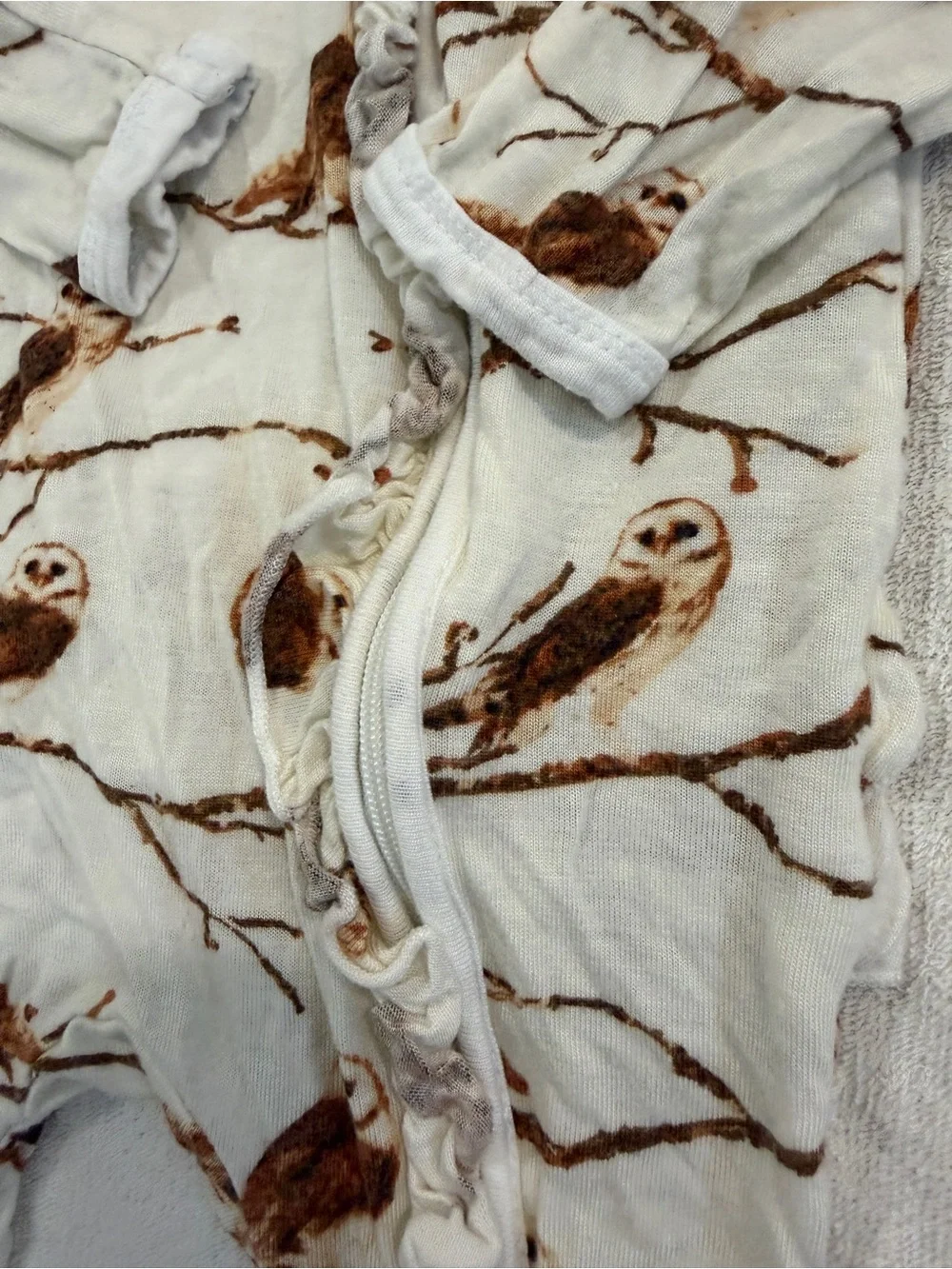 milkbarn 6-9M owl footed footies with matching hat